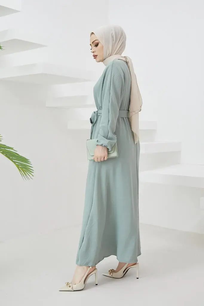 424-1aerobin Tesettür Elbise Mint-detail
