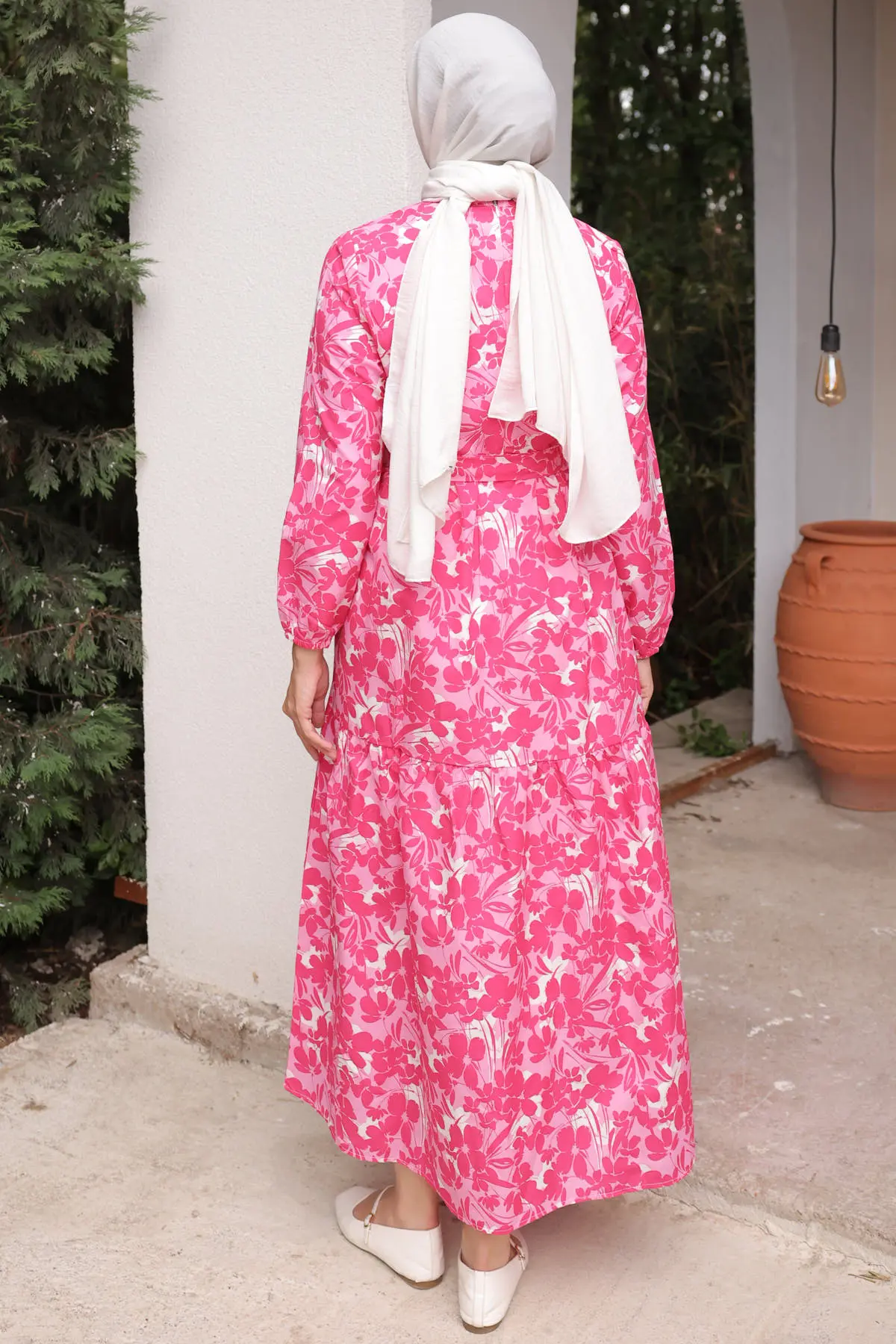 451 Desenli Elbise Fuşya-detail