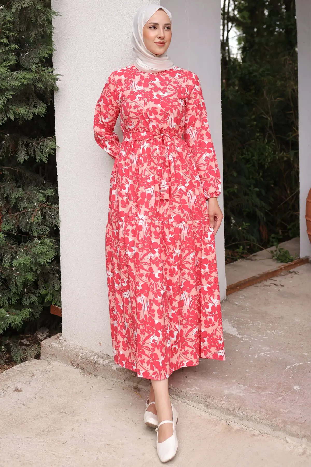 451 Desenli Elbise Nar Çiçeği-detail