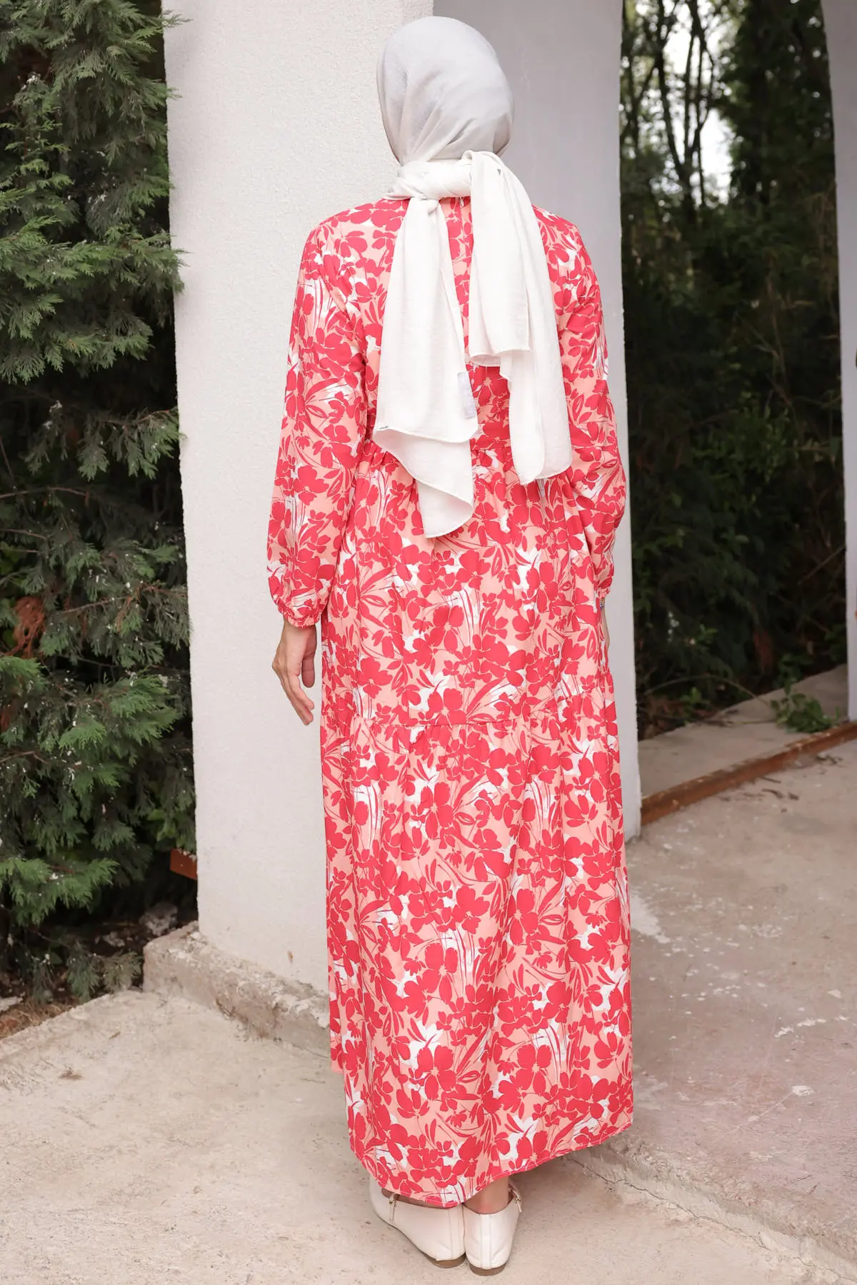 451 Desenli Elbise Nar Çiçeği-detail