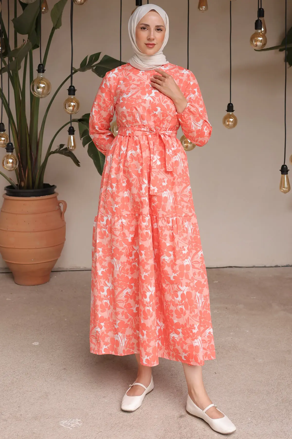 451 Desenli Elbise Somon-detail