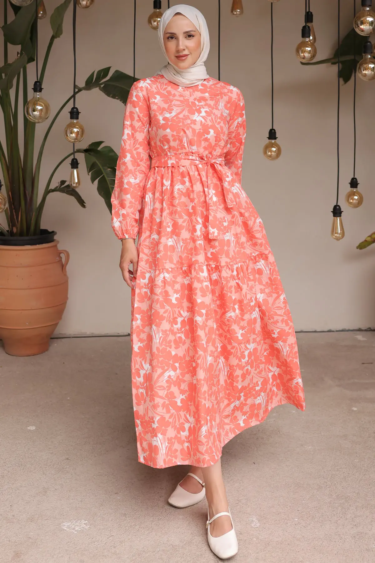 451 Desenli Elbise Somon-detail