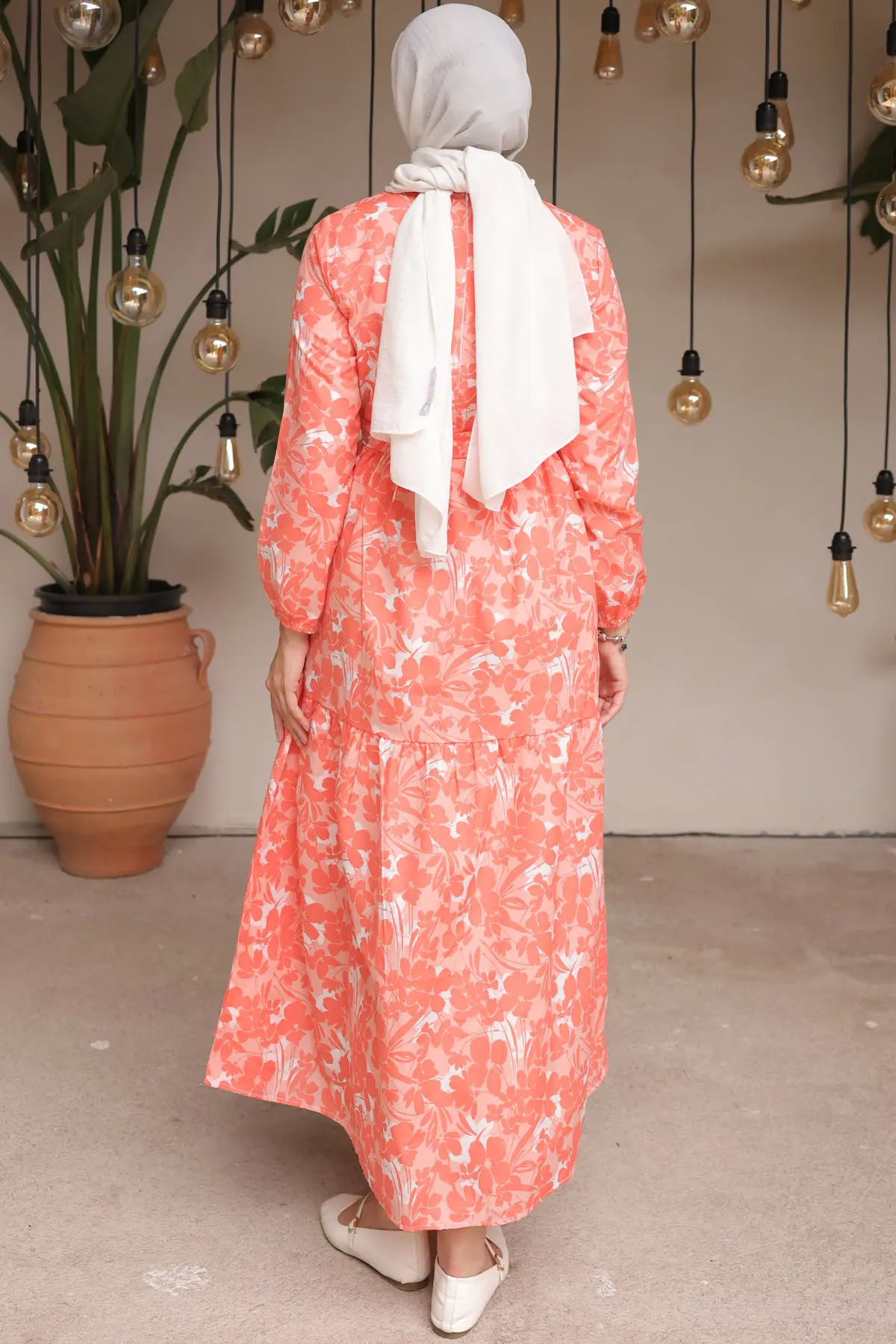 451 Desenli Elbise Somon-detail