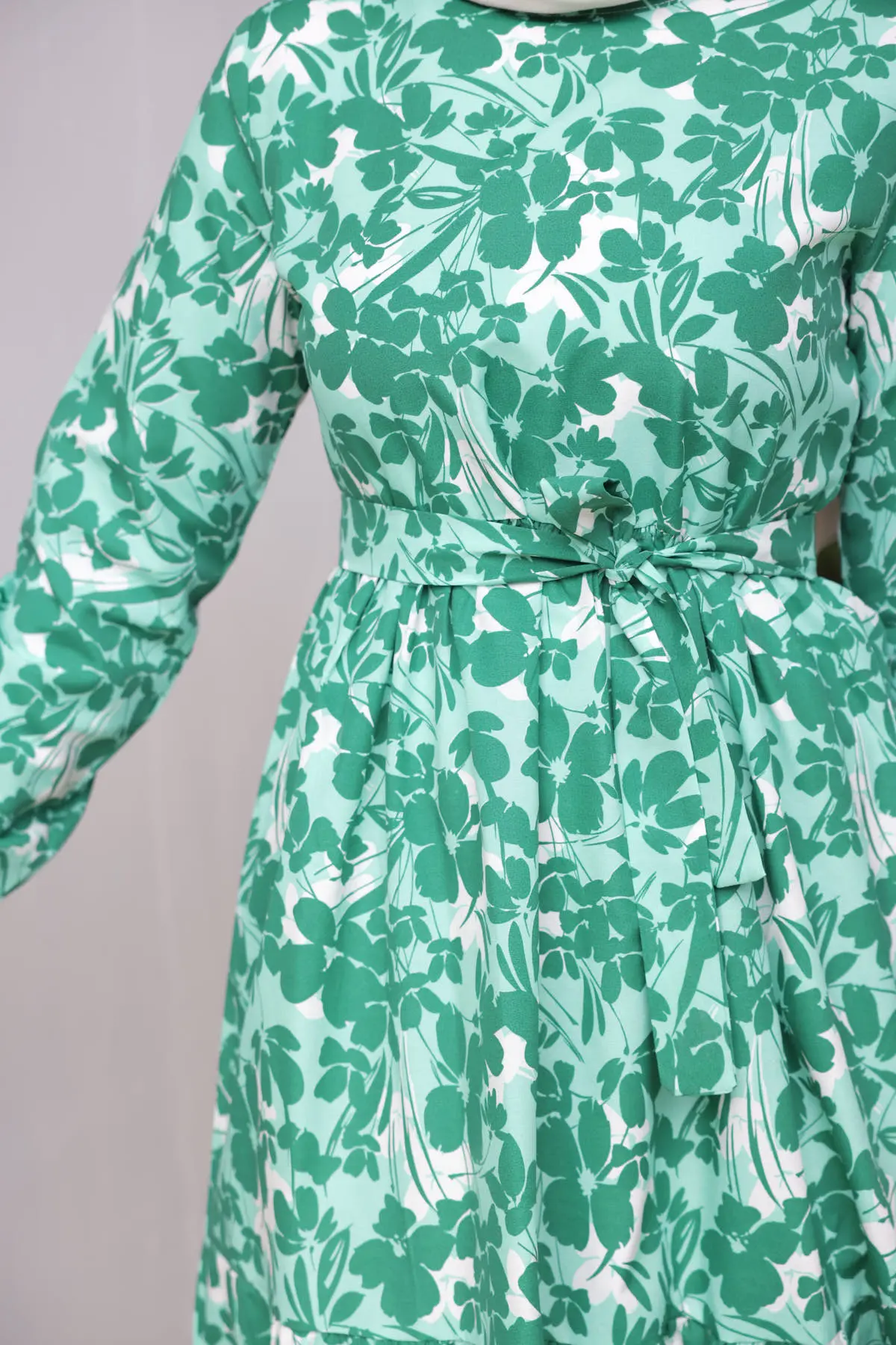 451 Desenli Elbise Yeşil-detail