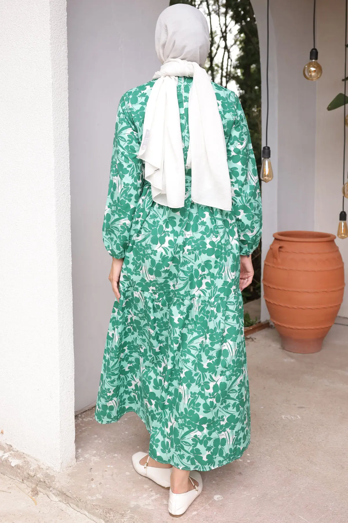 451 Desenli Elbise Yeşil-detail