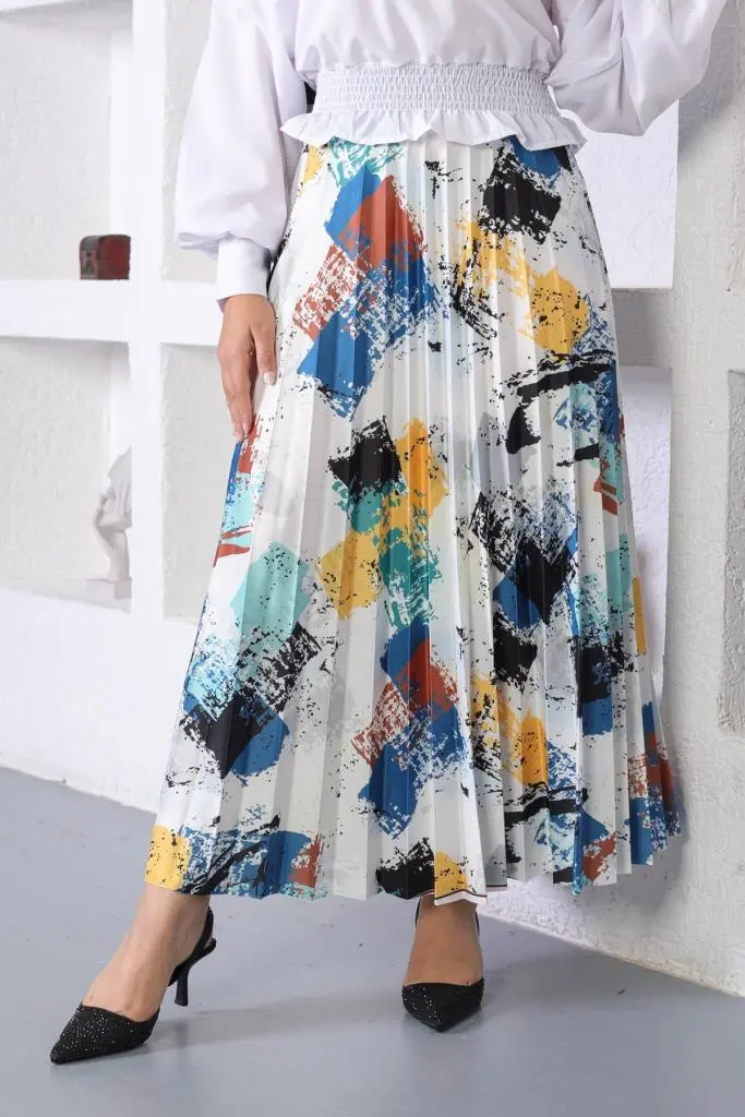 Indigo Patterned Hijab Skirt-detail