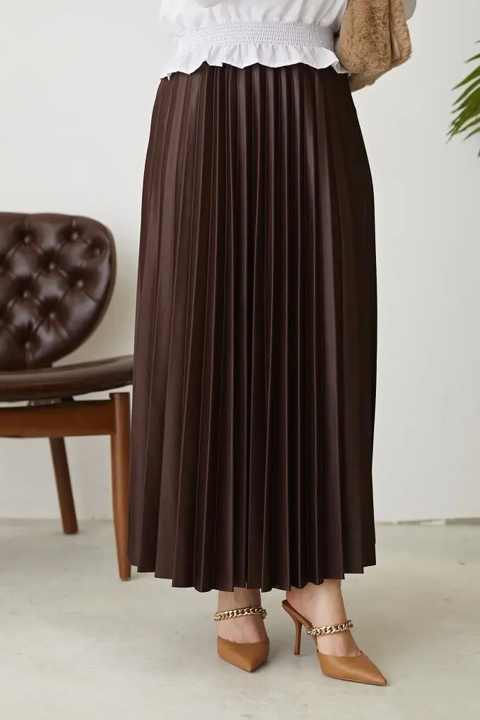 Pleated Skirt With Elastic Waist-detail