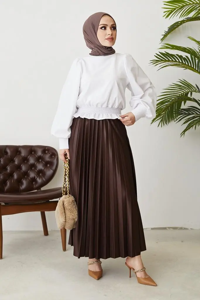 Pleated Skirt With Elastic Waist-detail