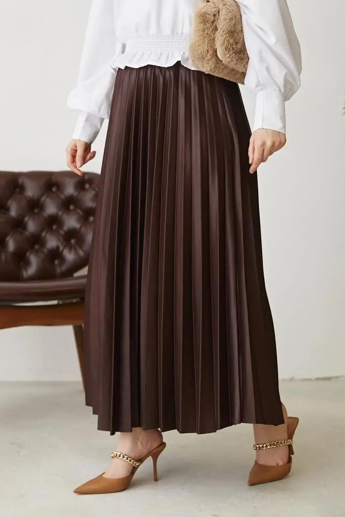 Pleated Skirt With Elastic Waist-detail