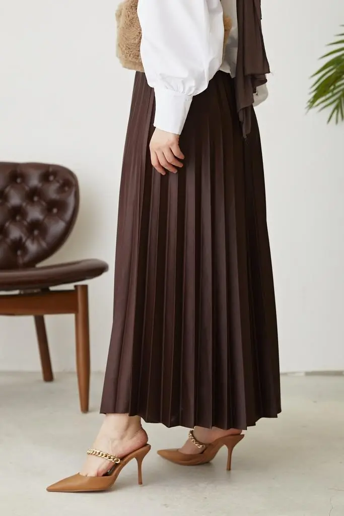 Pleated Skirt With Elastic Waist-detail
