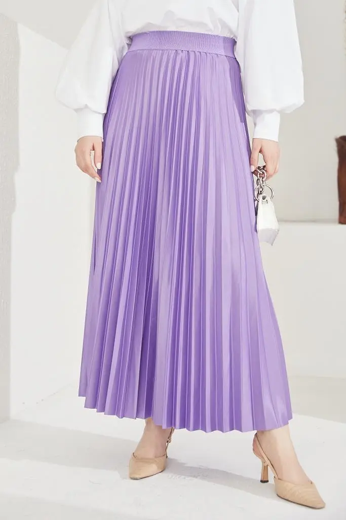 Pleated Skirt With Elastic Waist-detail