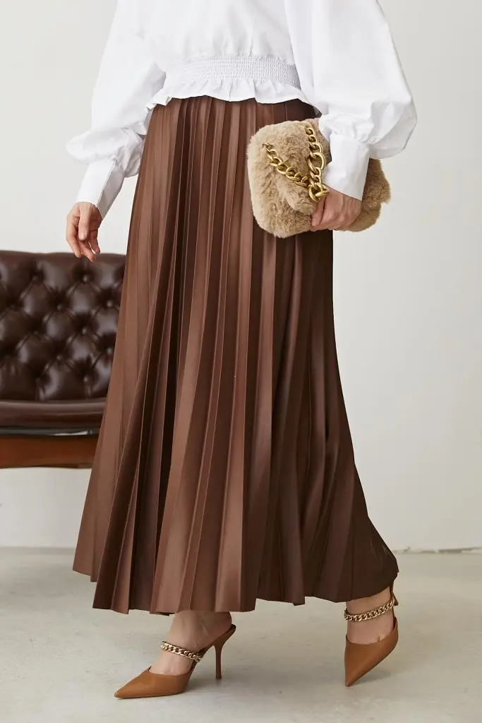 Pleated Skirt With Elastic Waist-detail