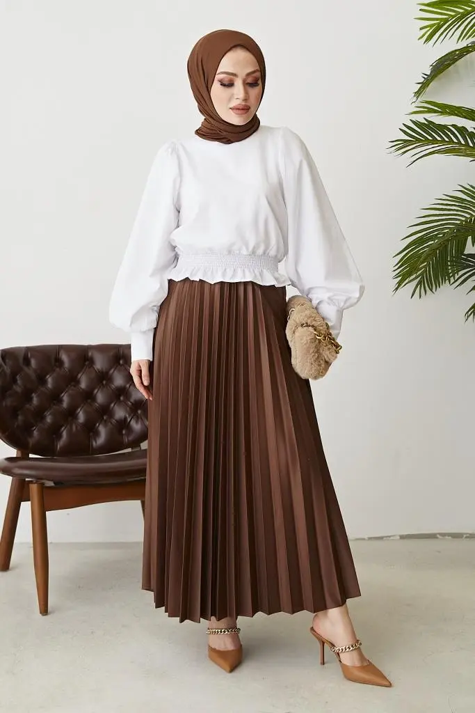 Pleated Skirt With Elastic Waist-detail