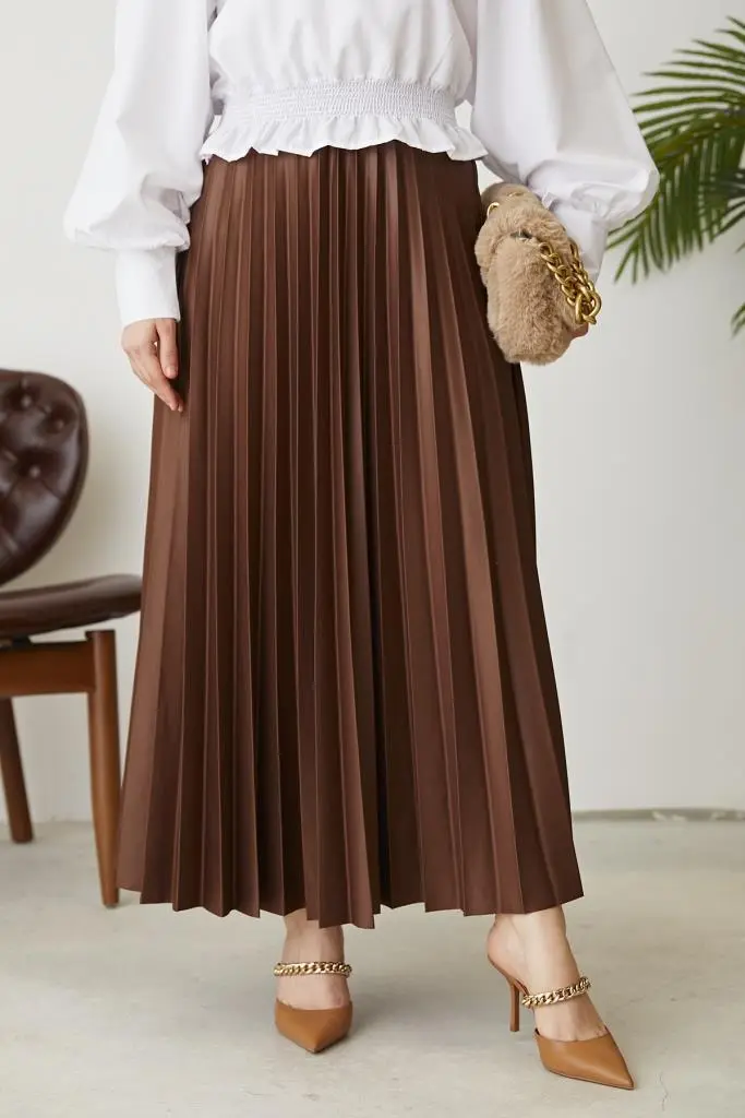 Pleated Skirt With Elastic Waist-detail