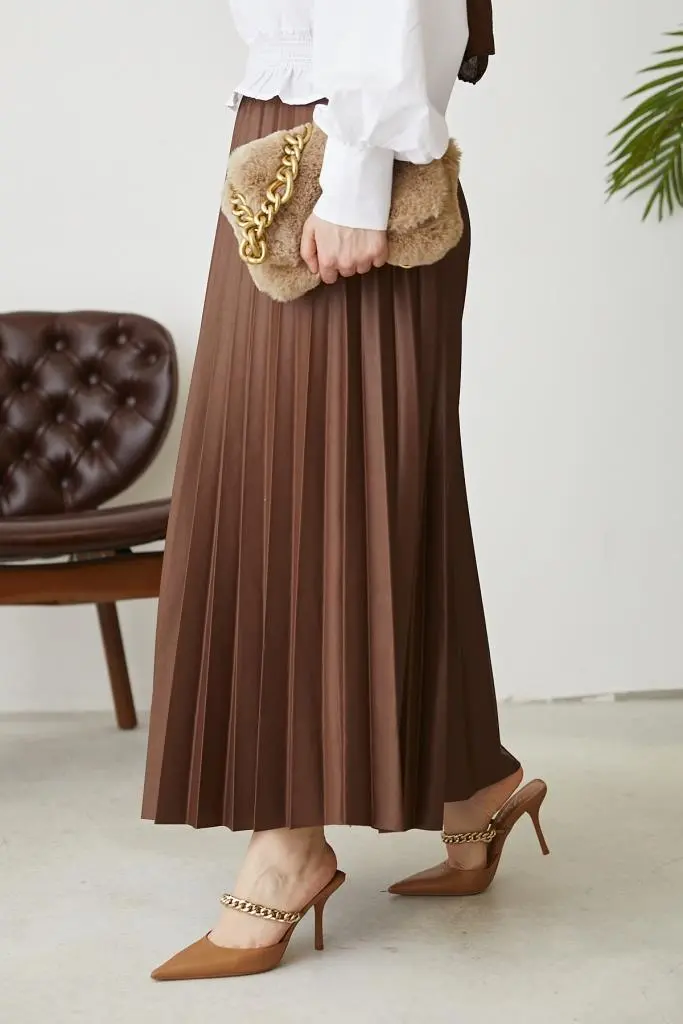 Pleated Skirt With Elastic Waist-detail