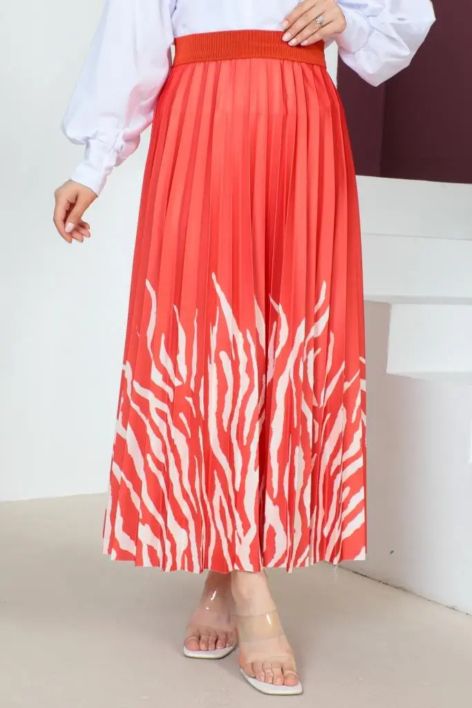 4556 Desenli Tesettür Etek Nar Çiçeği-detail