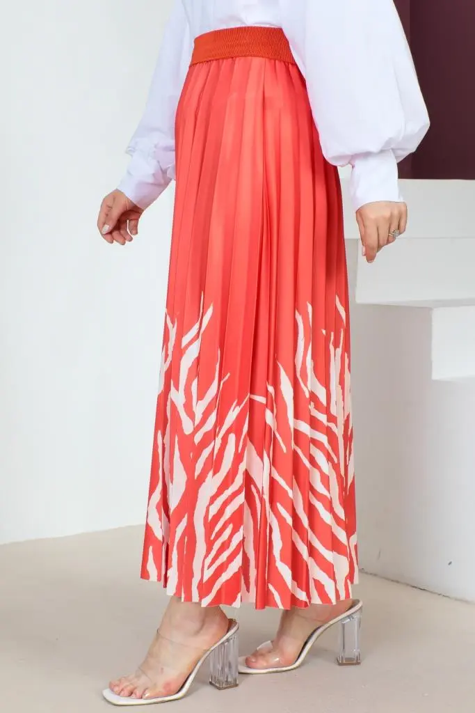 4556 Desenli Tesettür Etek Nar Çiçeği-detail