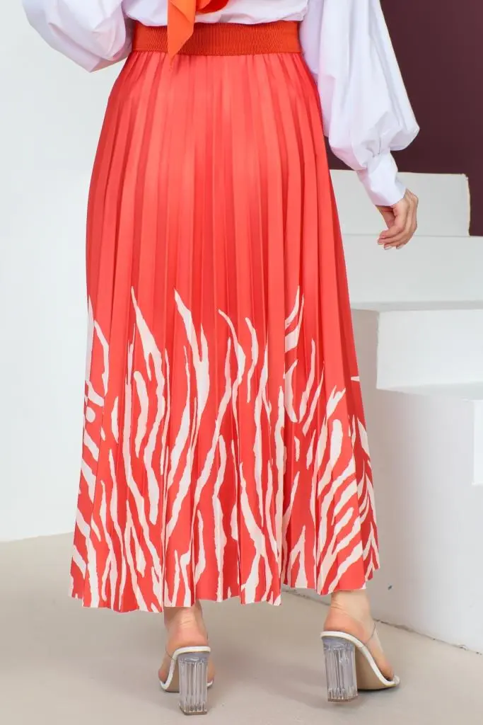 4556 Desenli Tesettür Etek Nar Çiçeği-detail