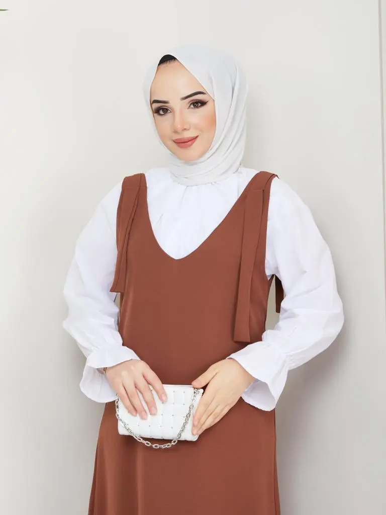 4678 Gömlek + Ji̇le Elbi̇se Kahverengi-detail