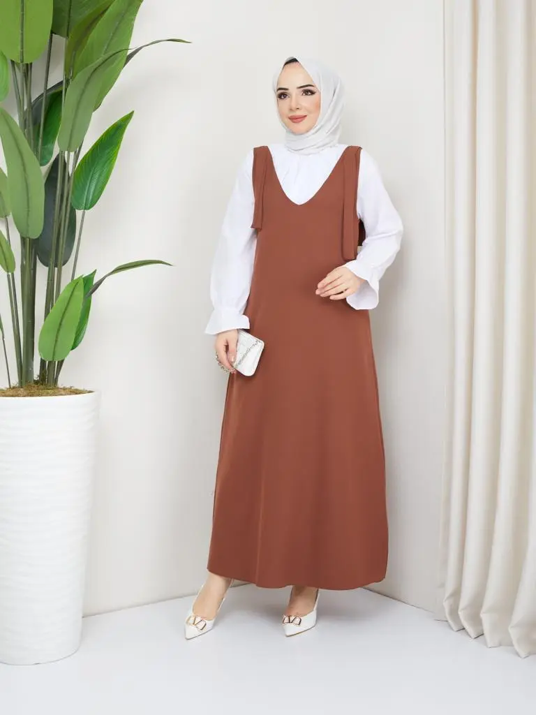 4678 Gömlek + Ji̇le Elbi̇se Kahverengi-detail