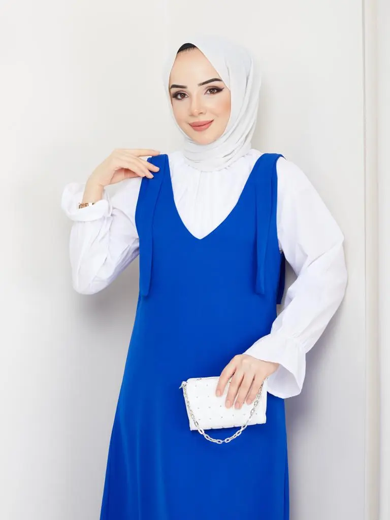 4678 Gömlek + Ji̇le Elbi̇se Saks Mavisi-detail