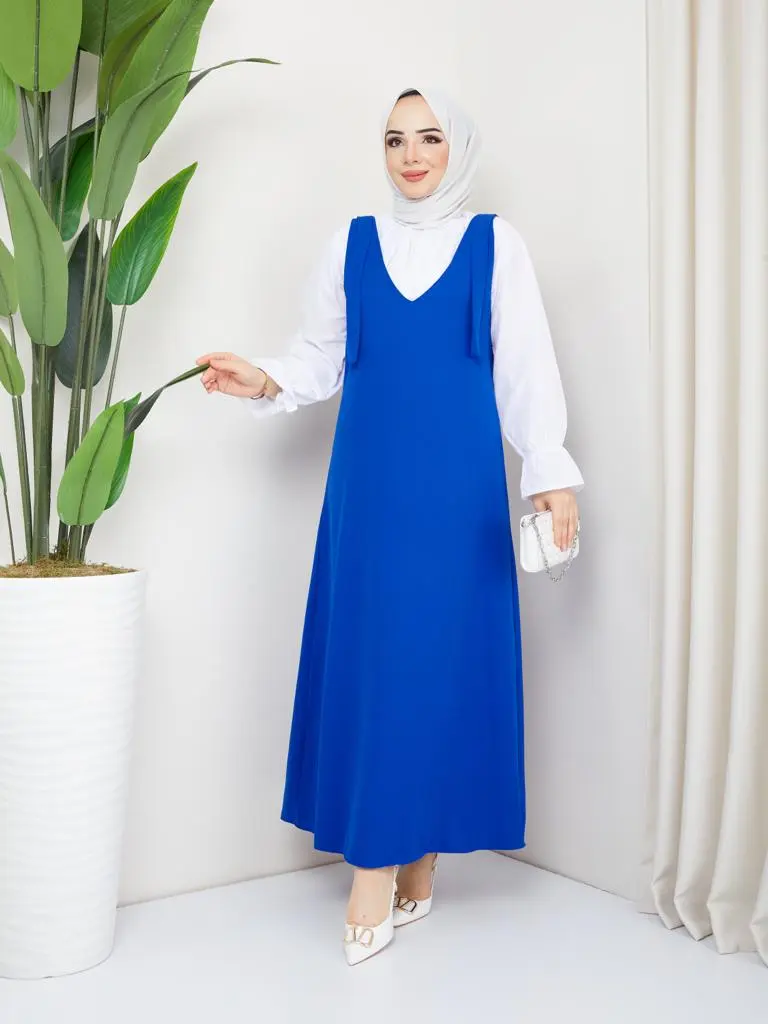 4678 Gömlek + Ji̇le Elbi̇se Saks Mavisi-detail