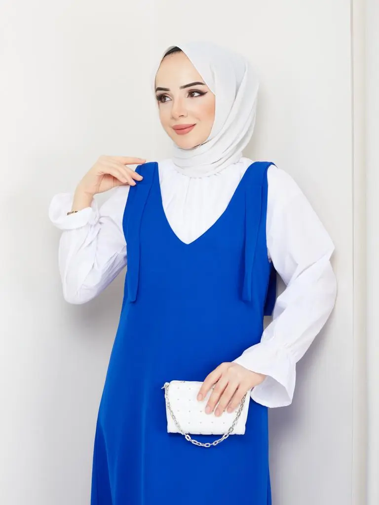 4678 Gömlek + Ji̇le Elbi̇se Saks Mavisi-detail