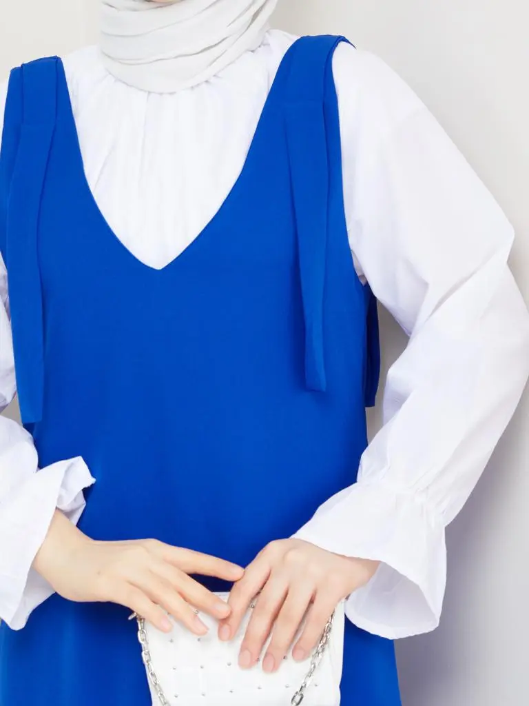 4678 Gömlek + Ji̇le Elbi̇se Saks Mavisi-detail