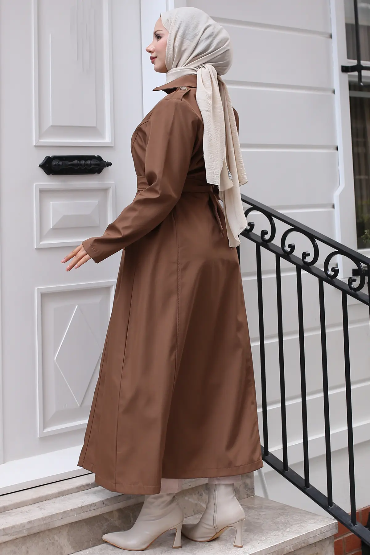 4901 Kuşaklı Trençkot Taba-detail