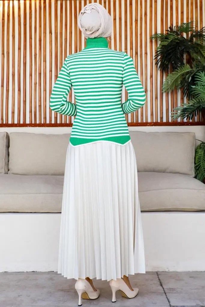 5087 Çizgili Triko Bady Yeşil-detail