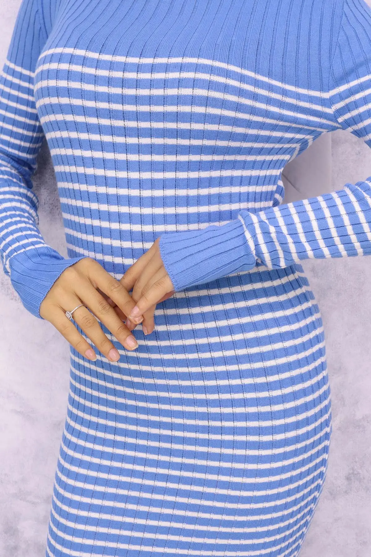 Turtleneck Striped Dress-detail