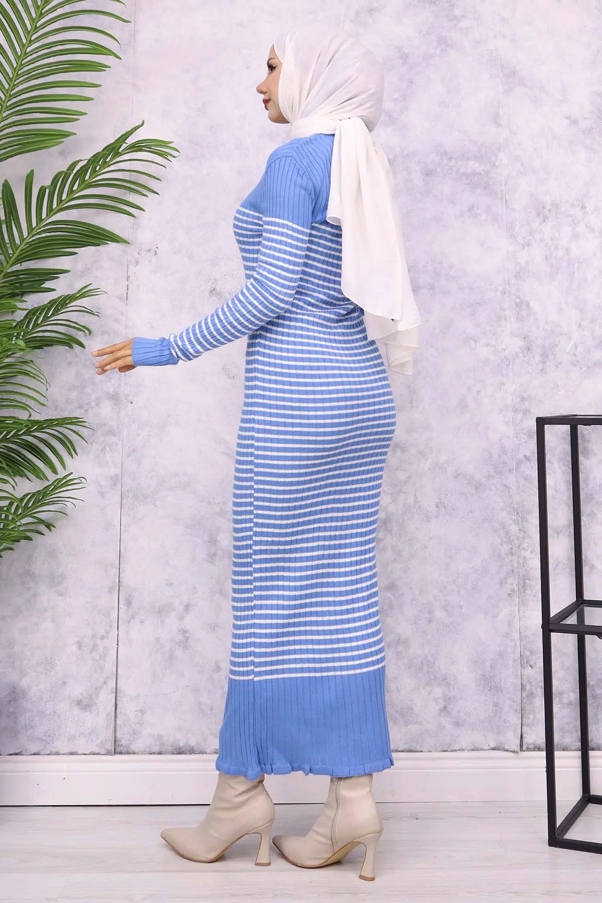 Turtleneck Striped Dress-detail