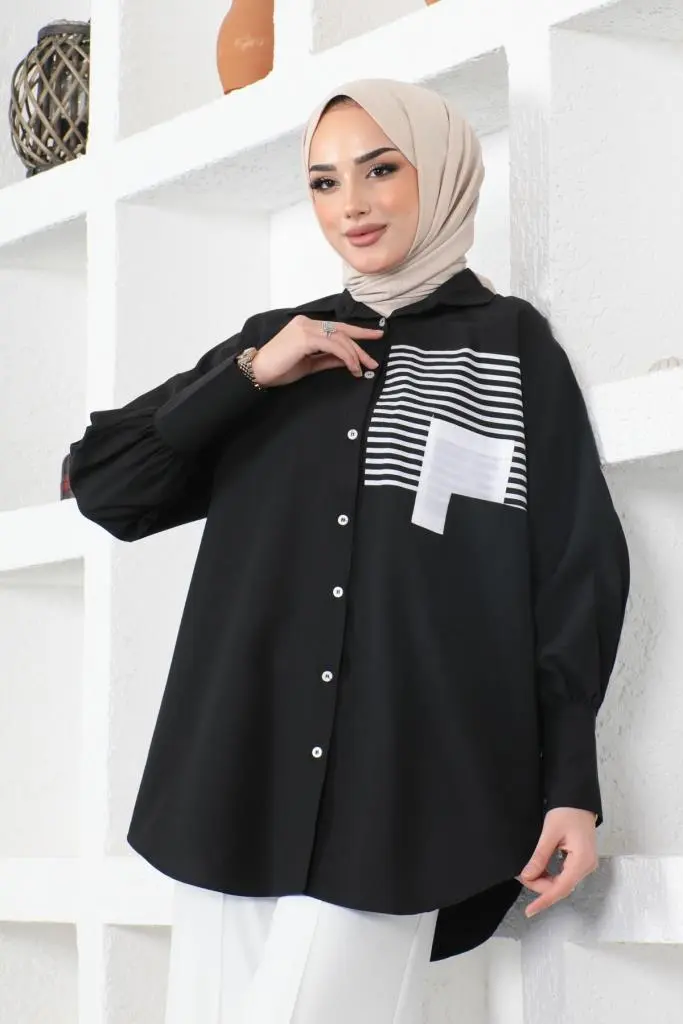 Front Pocket Black Shirt-detail