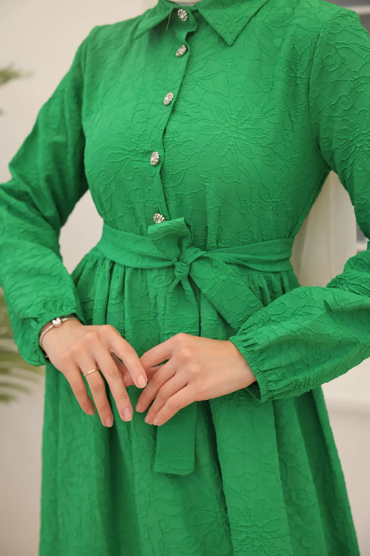 Embossed Patterned Dress-detail