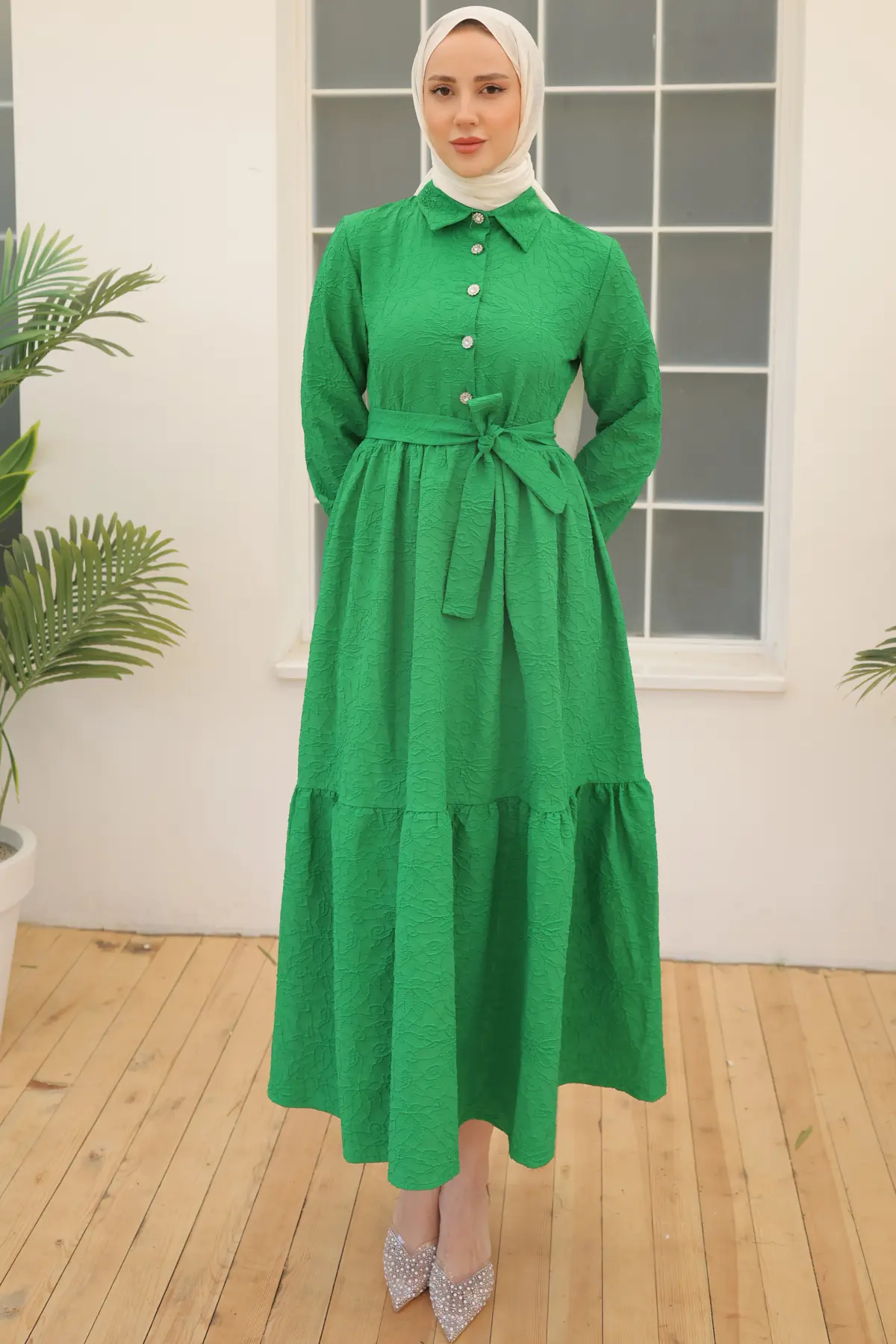 Embossed Patterned Dress-detail