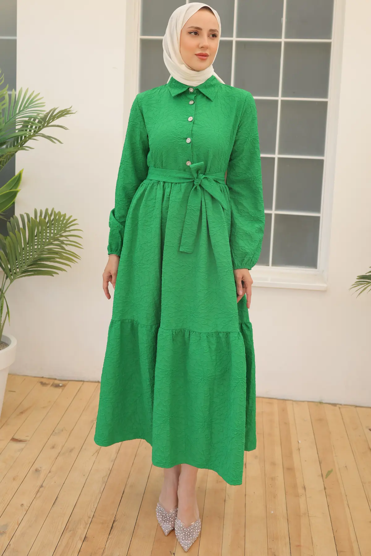 Embossed Patterned Dress-detail