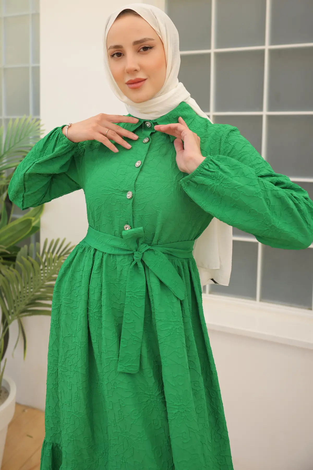 Embossed Patterned Dress-detail