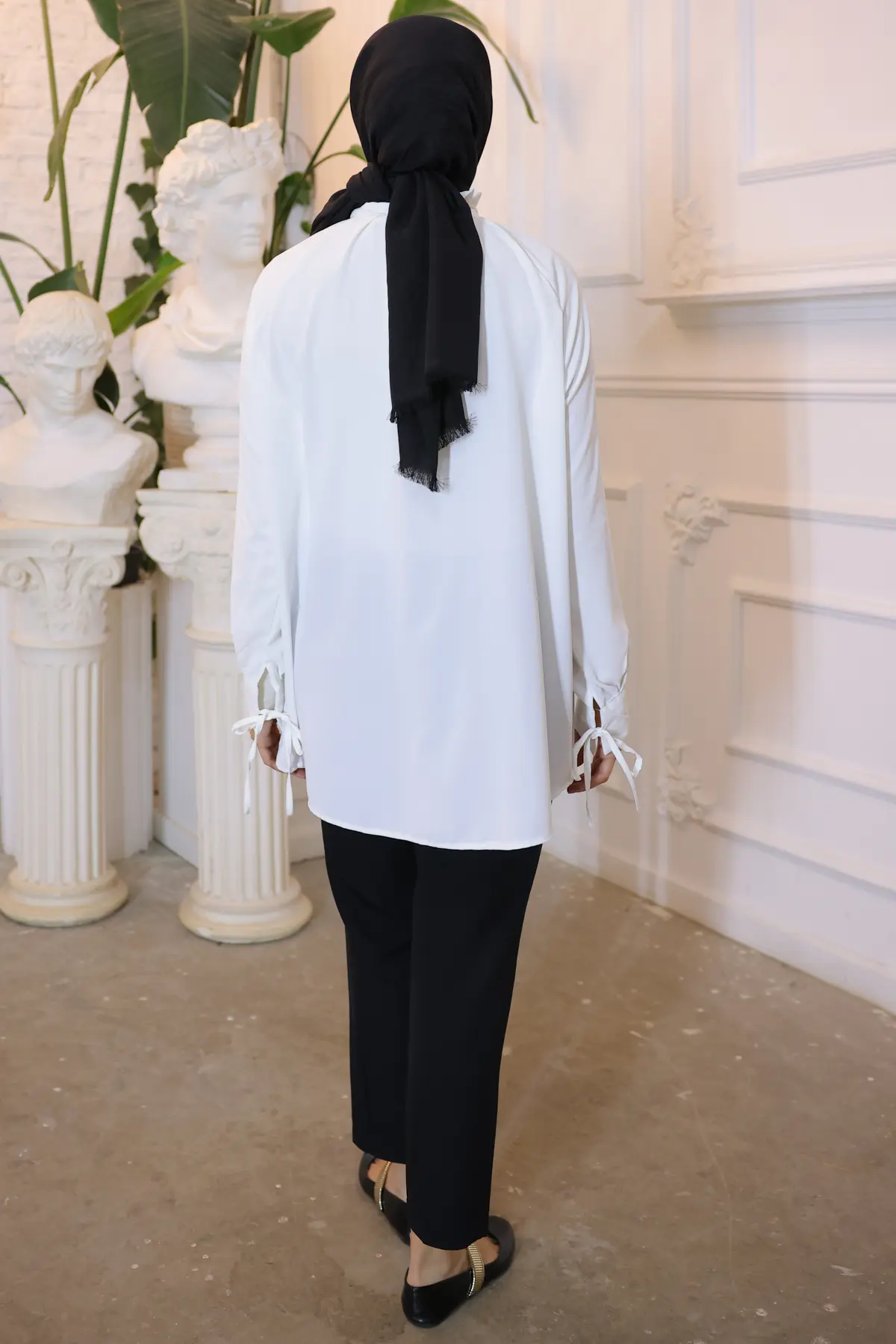 61639 Broşlu Gömlek Ekru-detail