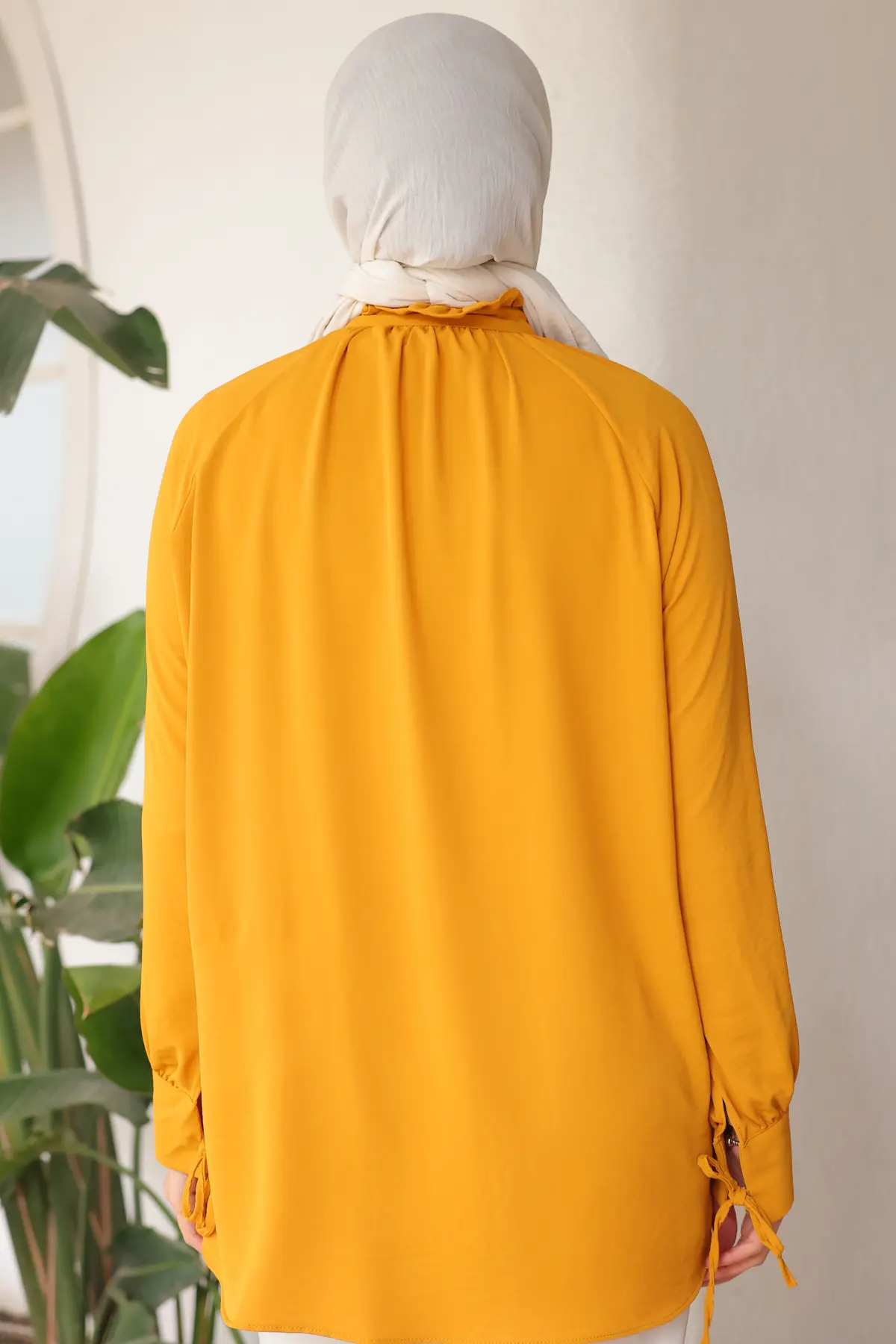 61639 Broşlu Gömlek Hardal-detail