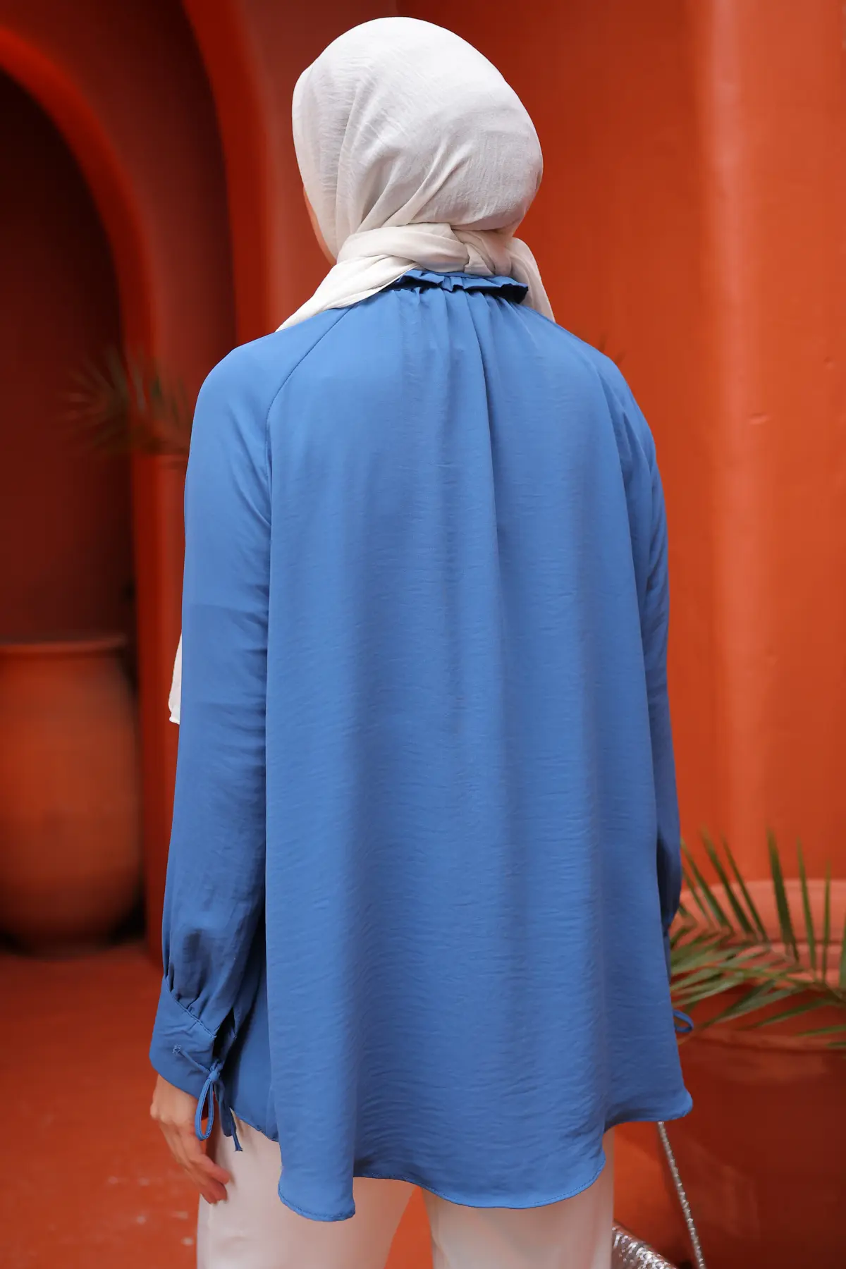 61639 Broşlu Gömlek İndigo-detail