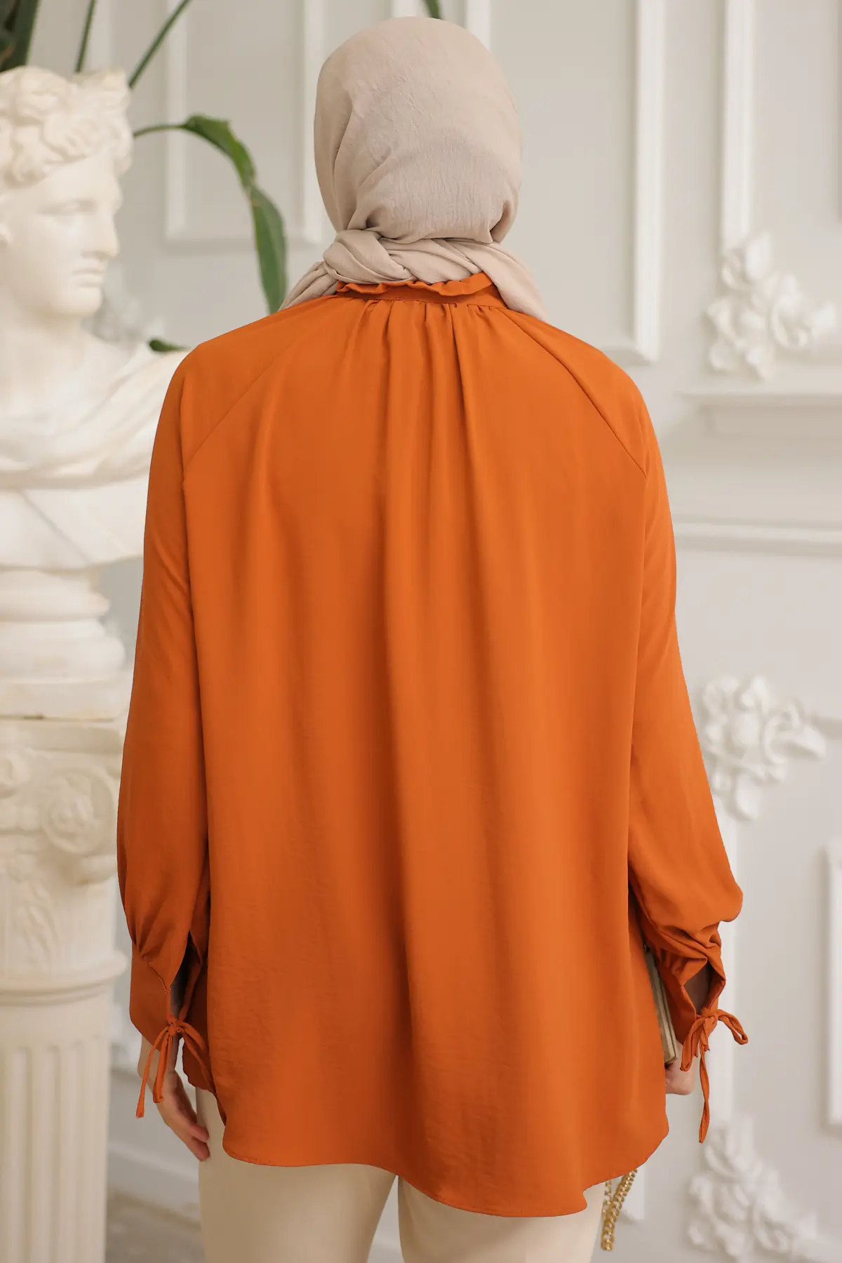 61639 Broşlu Gömlek Kiremit-detail