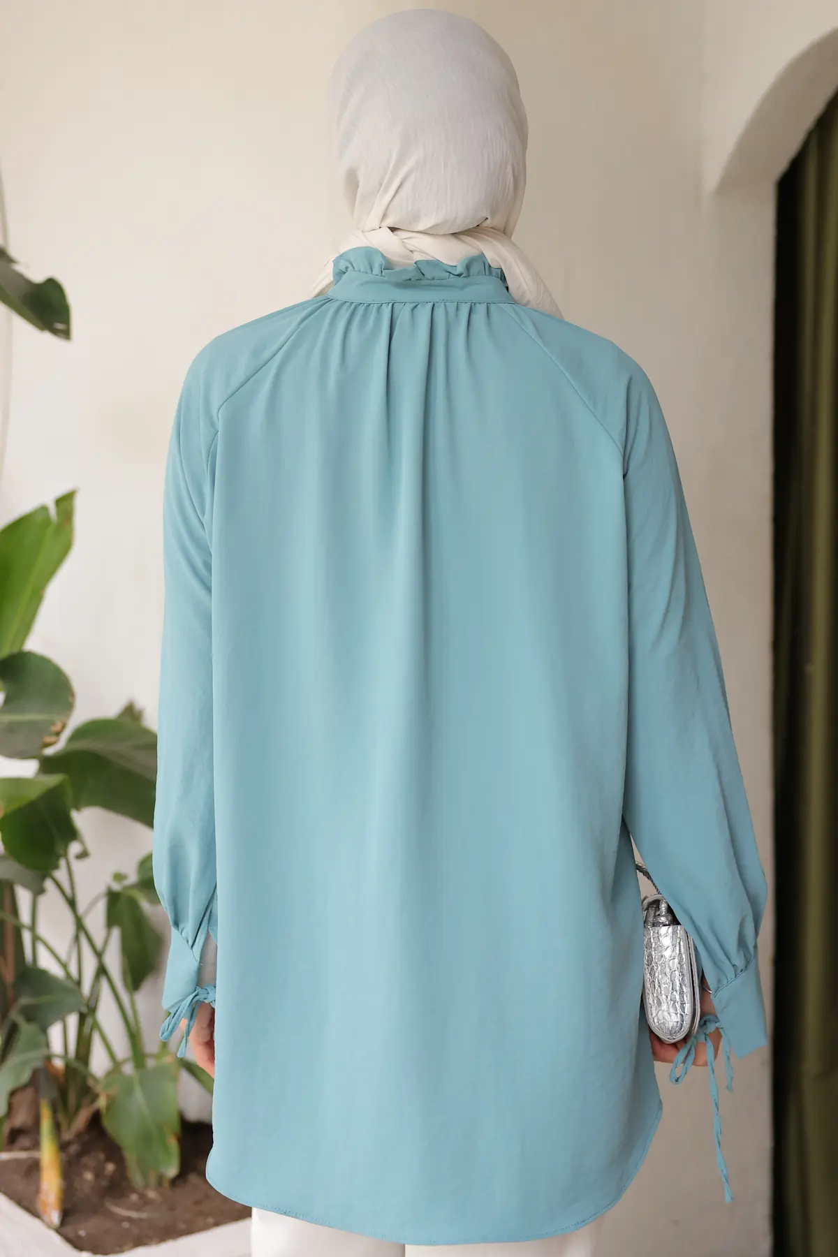 61639 Broşlu Gömlek Mint Yeşili-detail