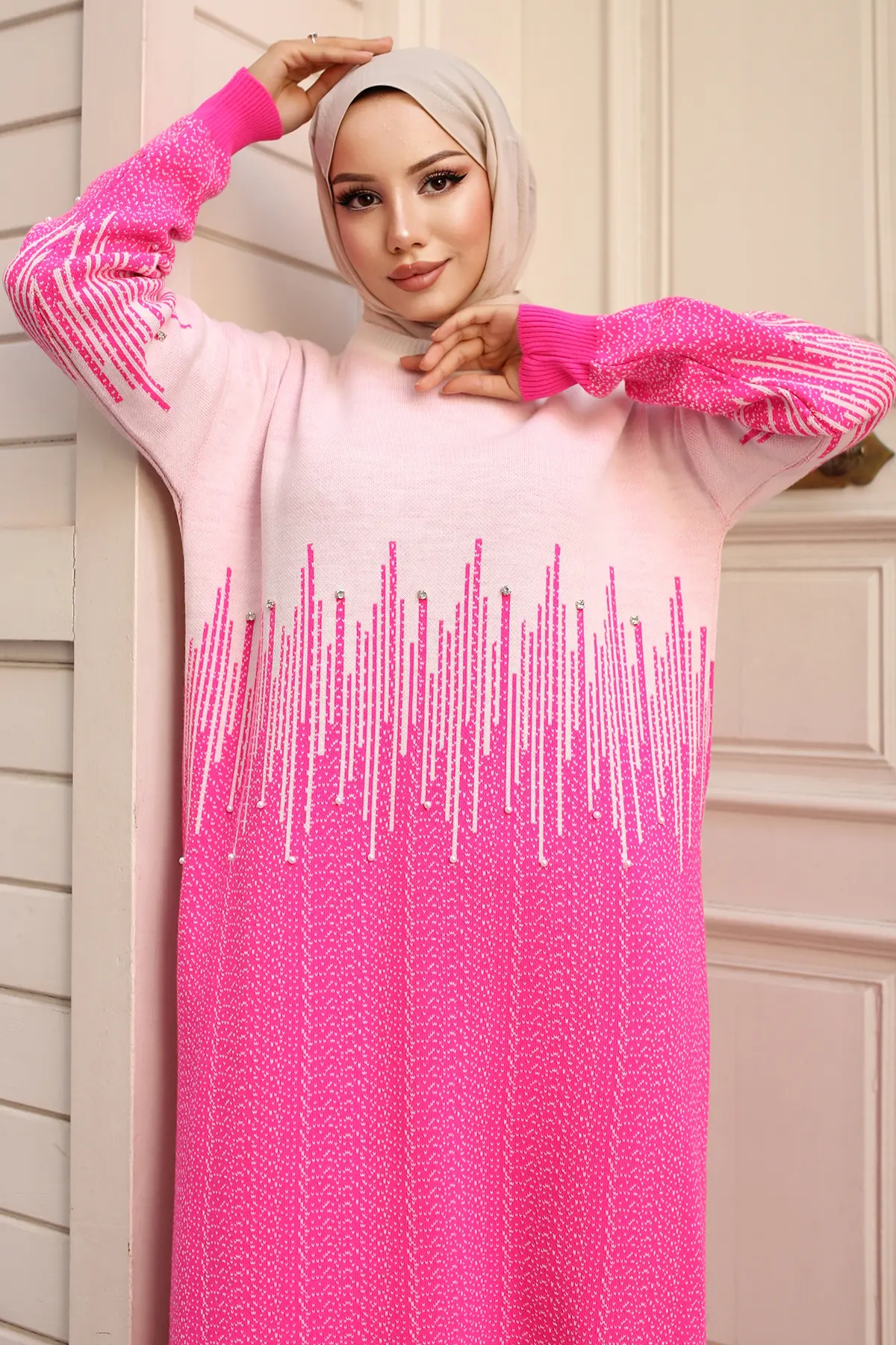 Patterned Knitwear Dress-detail