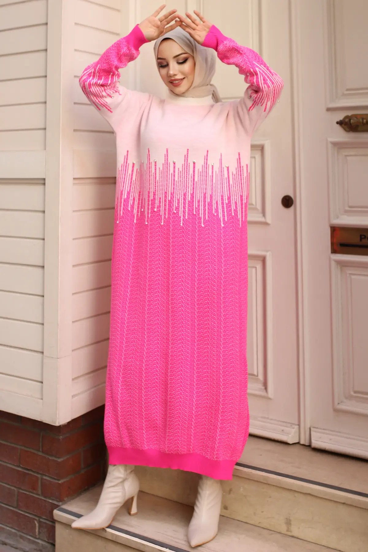 Patterned Knitwear Dress-detail