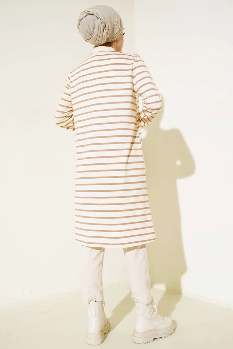 Collar Zipper Striped Tunic-detail
