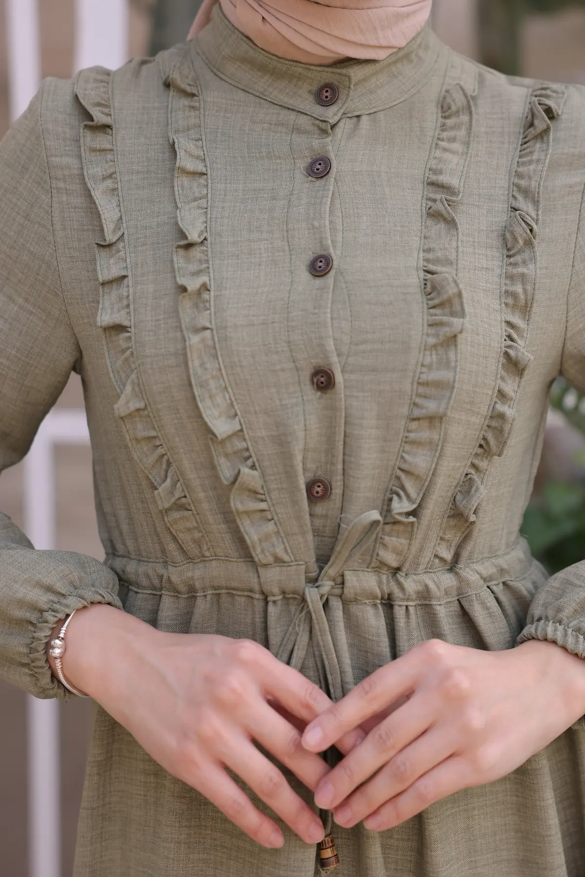 6814 Fırfırlı Elbise Çağla-detail