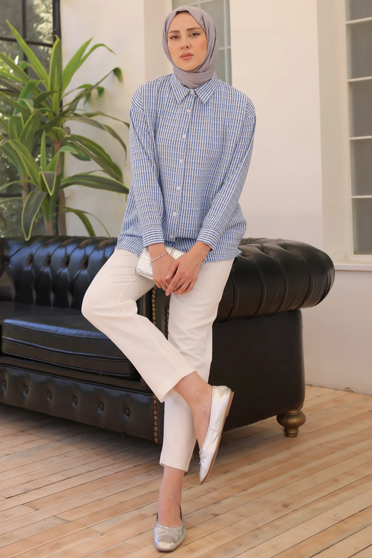 712 Çizgili Gömlek Mavi-detail