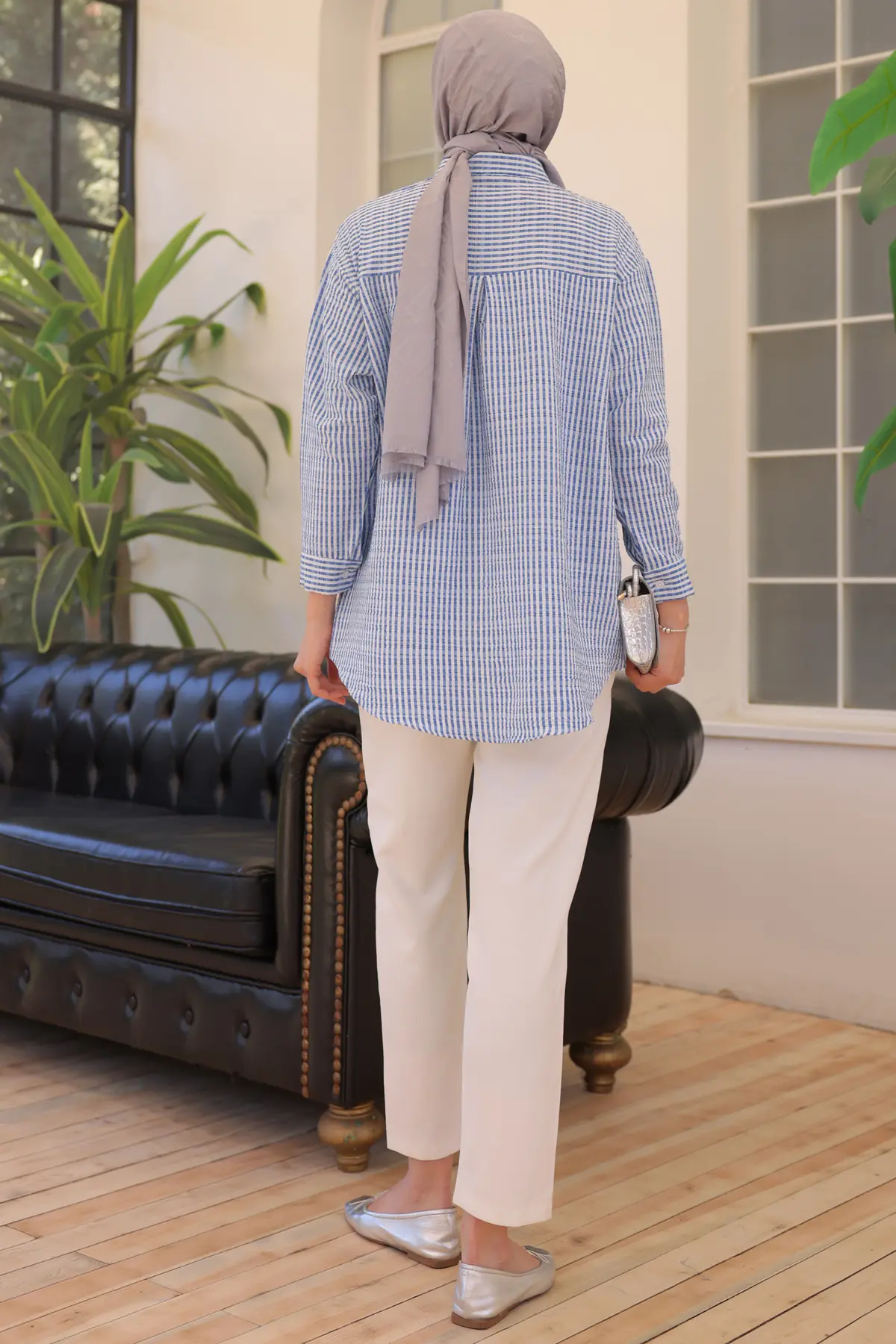712 Çizgili Gömlek Mavi-detail