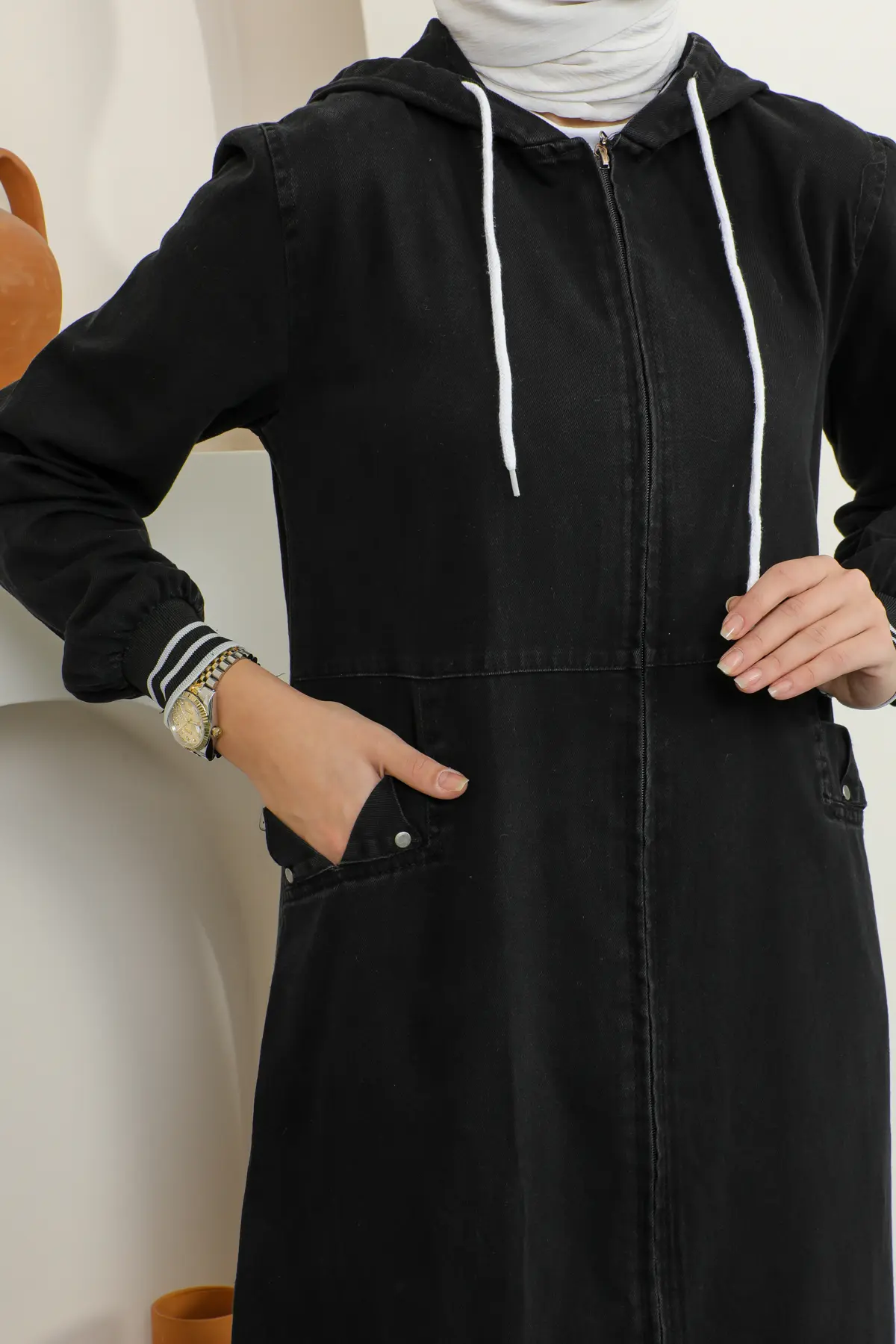 New Jean Abaya-detail