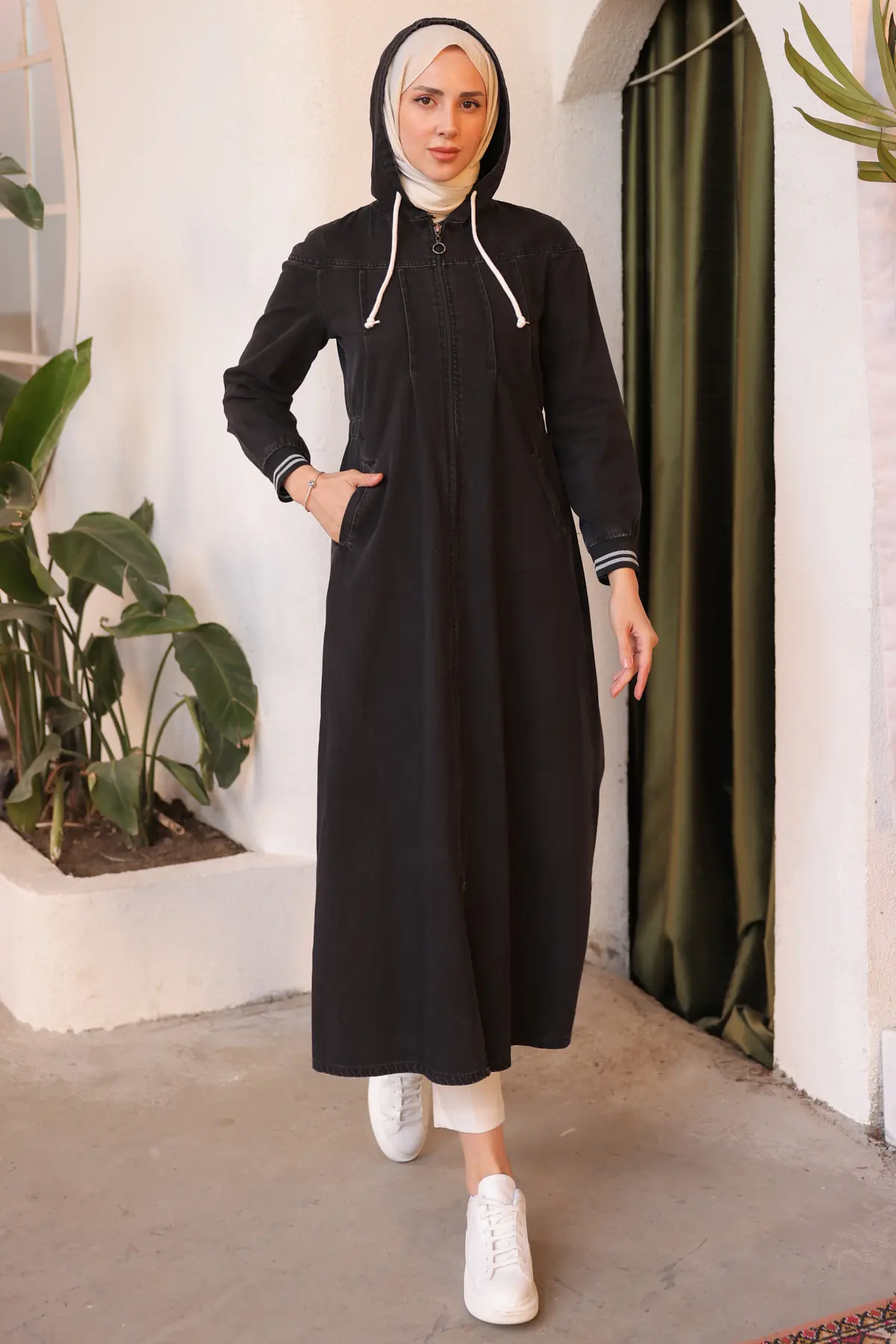 7914 Beli Lastikli Spor Kot Kap Siyah-detail